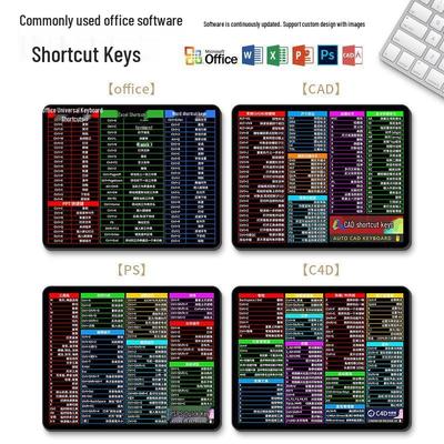 Extra velká kolekce klávesových zkratek podložka pod myš a opěrka zápěstí na kancelářský stůl