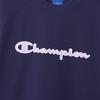 Champion Basketball Long Round Script Logo Women's T-Shirt, Navy, CW-AB429, Sleeve, Neck, Quick-Drying, Stretch, Antibacterial, Odor-Resistant, Warm,