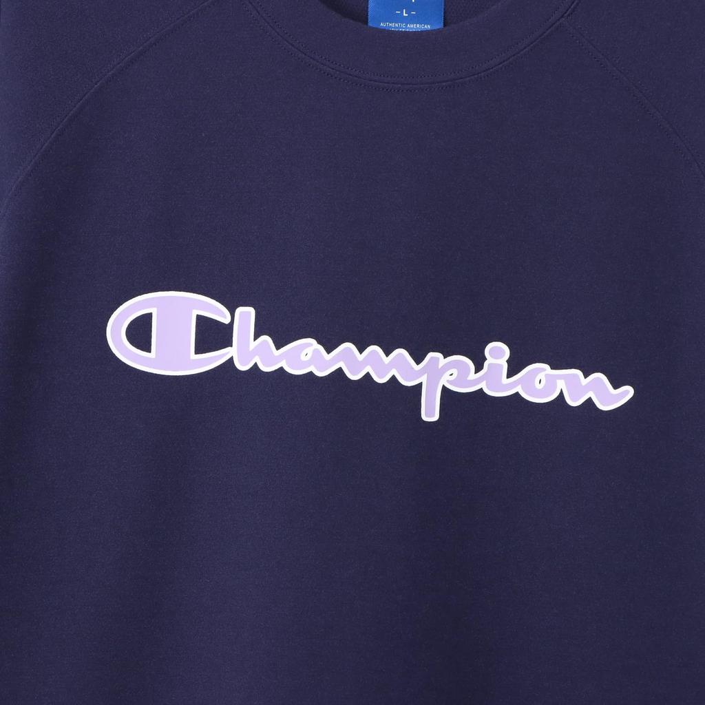 Champion Basketball Long Round Script Logo Women's T-Shirt, Navy, CW-AB429, Sleeve, Neck, Quick-Drying, Stretch, Antibacterial, Odor-Resistant, Warm,