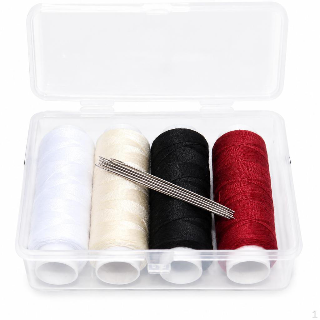 DIY Sewing Repair Kit with Needles and Thread for Home Use White 1m, 1 Colored (Box + 5 Needles)