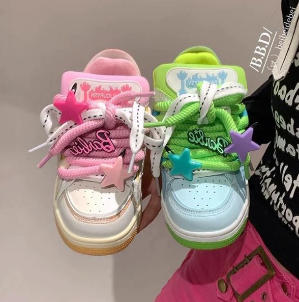 

Модні Милі Кросівки Хараджуку Жіночі Кросівки для Бігу 2024 Нові сині Кросівки на Товстій Платформі для студентів Вуличні Повсякденні рожеві Вулканізовані Туфлі 39