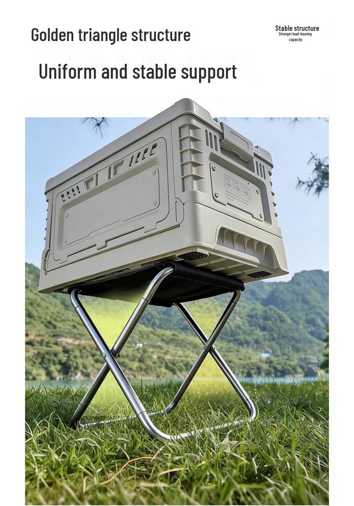 Portable Black Stone Folding Outdoor Stool - Ideal for Camping, Beach, Fishing, and Picnics