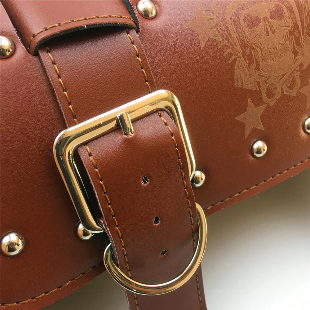 New Motorcycle Saddlebags PU Leather Front Fork Tail Tool Bag Luggage For Harley Chopper Bobber Cruiser Sportster XL 883