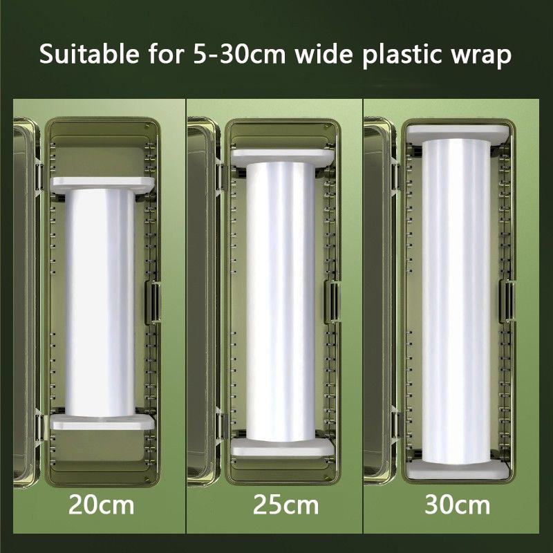 Plastic Cling Wrap Dispenser Refillable Kitchen Wrap Cutting Box with Slider Cutter for Aluminum Foil Wax Paper Cutting Box