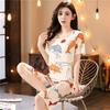 Pajamas Women's Summer, New Spring and Summer Short-sleeved Cute Loose Cropped Pants Loungewear Two-piece Set Summer