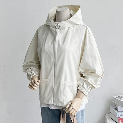 Shop Women Daily Steel Neck Hooded Zip Up Jumper Jacket Ivory Bong Wjp 2923