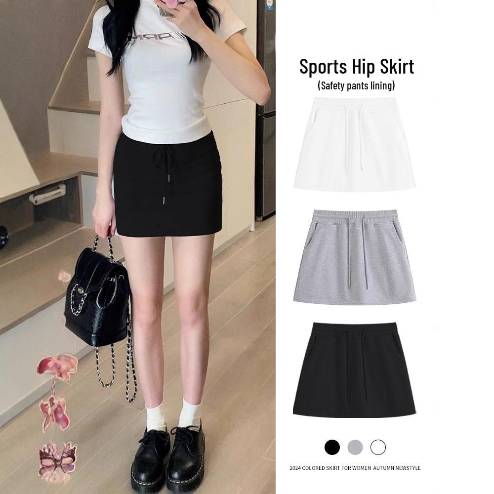 

American Style High Waist Slimming Petite Sport Skort for Women L (52.5-60 kg) світло-сірий колір