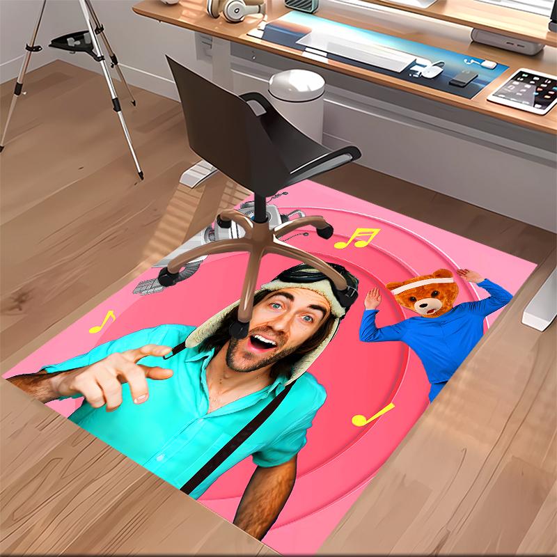 1pc Danny Go Print Area Rug - Soft, Washable Non-Slip Indoor Mat for Office Chairs, Living Room, Home Office Decorative Rug