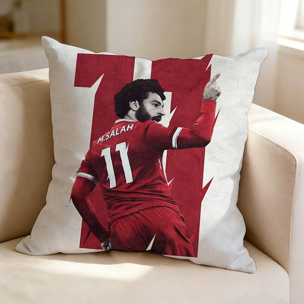 Football player MMohamed Salah Square DoubleSided printed Pillow Case Bedroom Bedside Pillow Sofa Cushion Cover