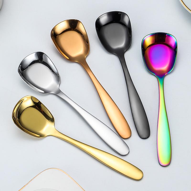 Nerezová dezertní a polévková lžíce - Dětská kuchyňská lžíce na jídlo a pití polévky, Čajová lžička, Západní styl