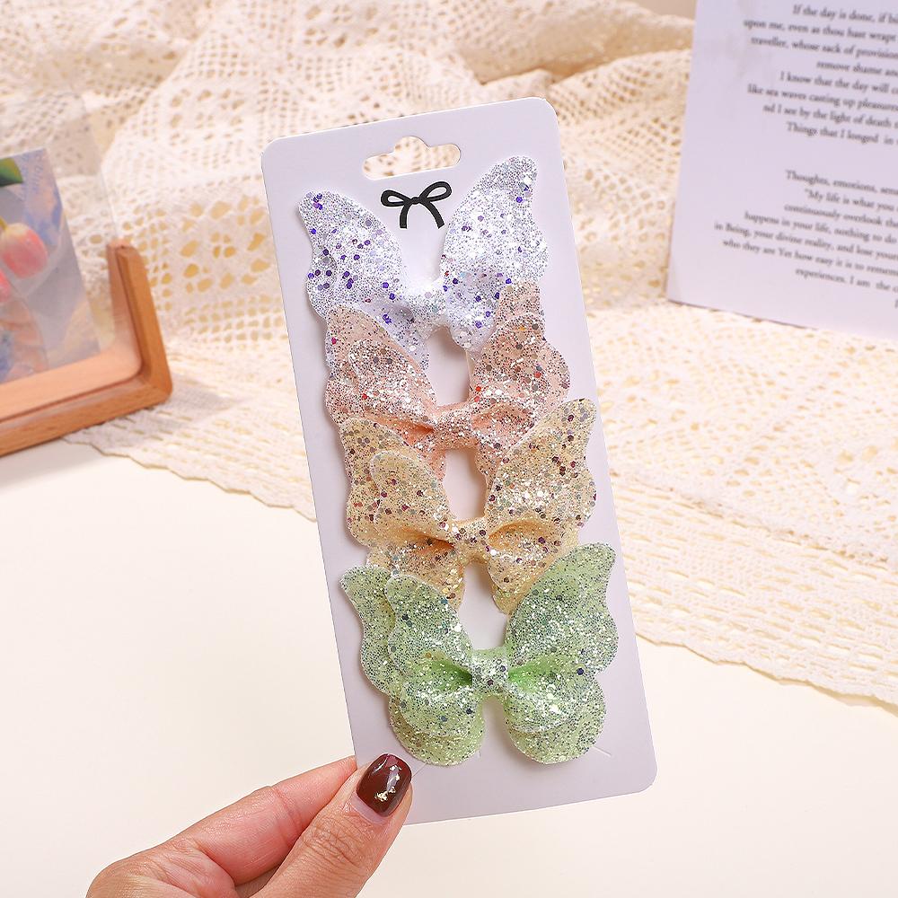 

4Pcs/set Glitter Butterfly Hair Bows Hair Clips Baby Girls Leather Kids Bows Hairpins Barrettes Headwear Hair Acesssories Gift