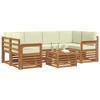 Outdoor Sofa Set 7 Pcs Natural and Cream Solid Acacia Wood