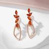 1 Paar Luxus Rot Zirkon Lange Ohrringe Gold Farbe Baumeln Ohrringe für Frauen Braut Hochzeit Edlen Schmuck