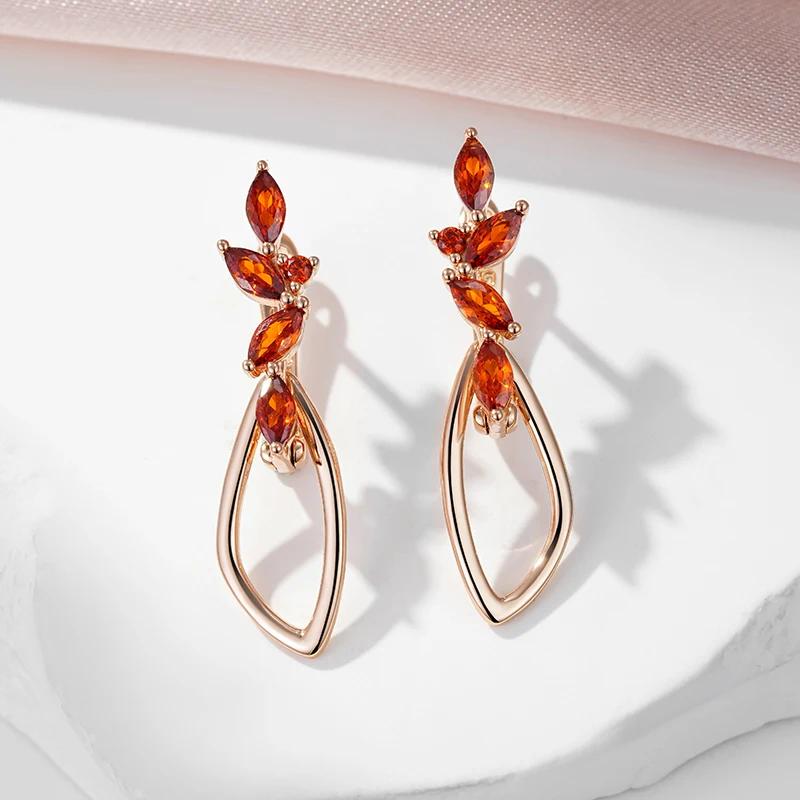 1 Paar Luxus Rot Zirkon Lange Ohrringe Gold Farbe Baumeln Ohrringe für Frauen Braut Hochzeit Edlen Schmuck
