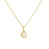 Collana in Argento Sterling S925 a Forma di Pera Geometrica con Opale e Ciondolo a Goccia, Catena Clavicolare e Zirconi per Regalo