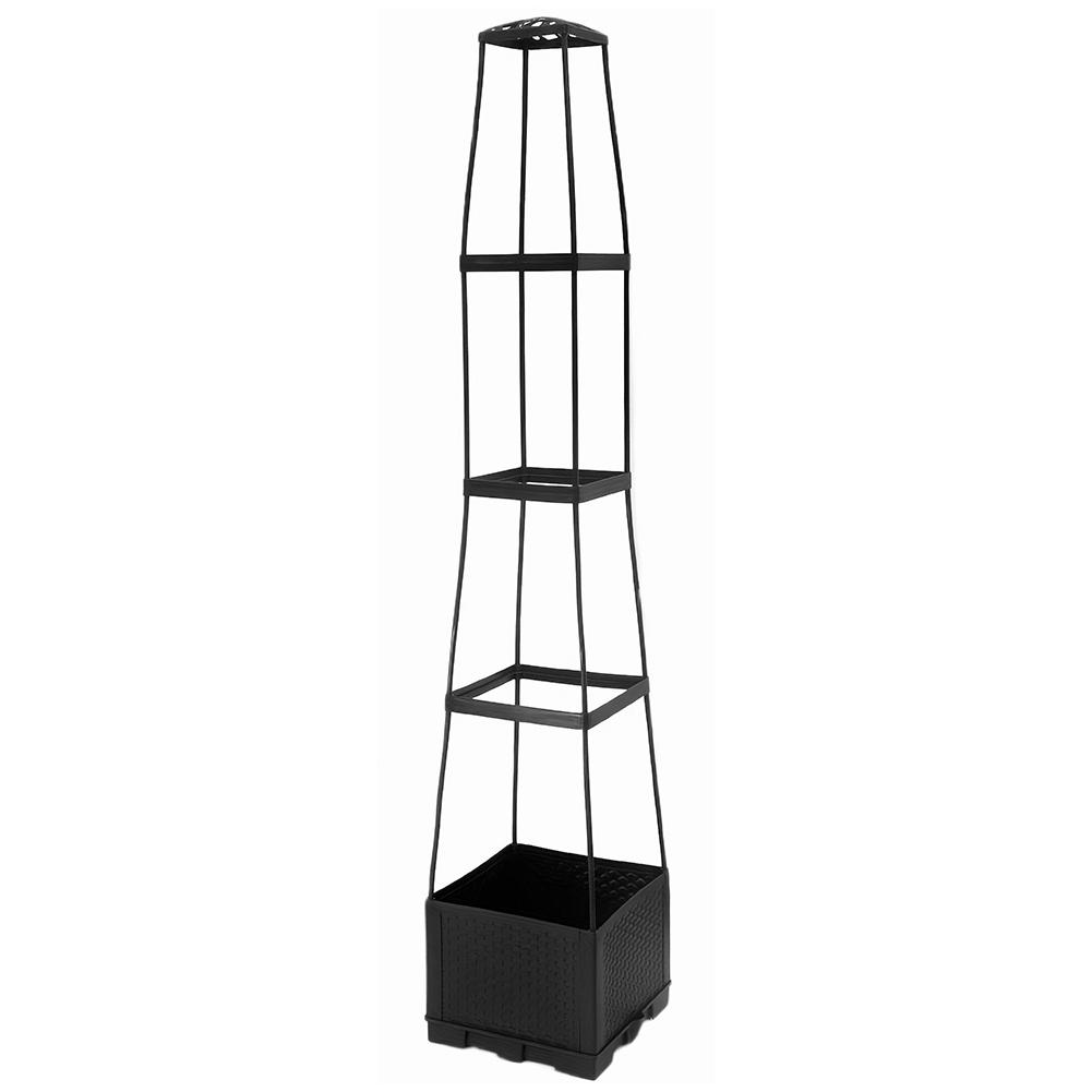 

4 Tier Planter Stake Tower with Trapezoidal Trellis Garden Planter Box Self Watering For Cucumbers Vegetables Yard Patio Balcony