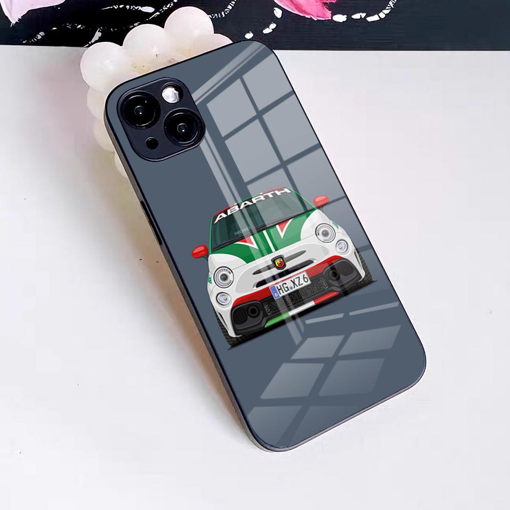 A-abarth Car Phone Case For IPhone 17 Pro Max 16 15 14 Pro Max 13 11 X Xs Xr 8 7Plus Glass Cover
