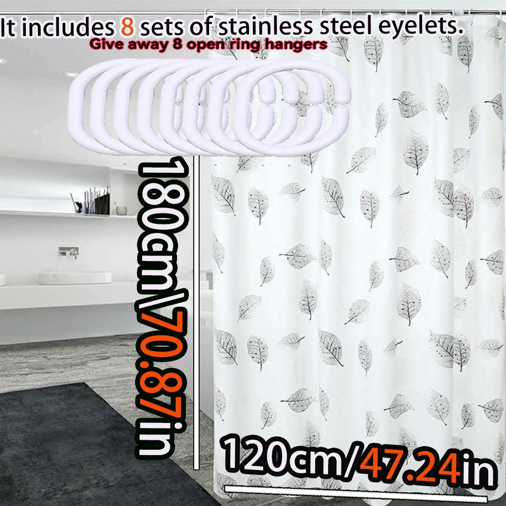 Simple air fresh leaves bathroom shower curtain shielding partition Shower curtain can be scrubbed light opaque