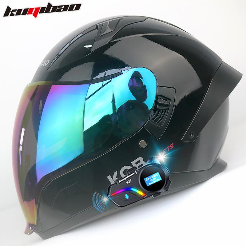 Double Lens Motorcycle Helmet Full Helmet Drinking Water Lightweight Four Seasons Ghost Face Helmet with Bluetooth