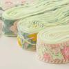 1Yard Pink Green Leaves Flower Lace Fabric DIY Clothes Embroidered Lace Trim Accessories