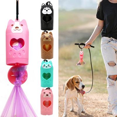 1 set raccoglitore di cacca di animale domestico, moschettone appeso, apertura inferiore, dispenser per sacchetti di cacca di cane, per viaggi all'aperto, escursionismo, fornitura per cani