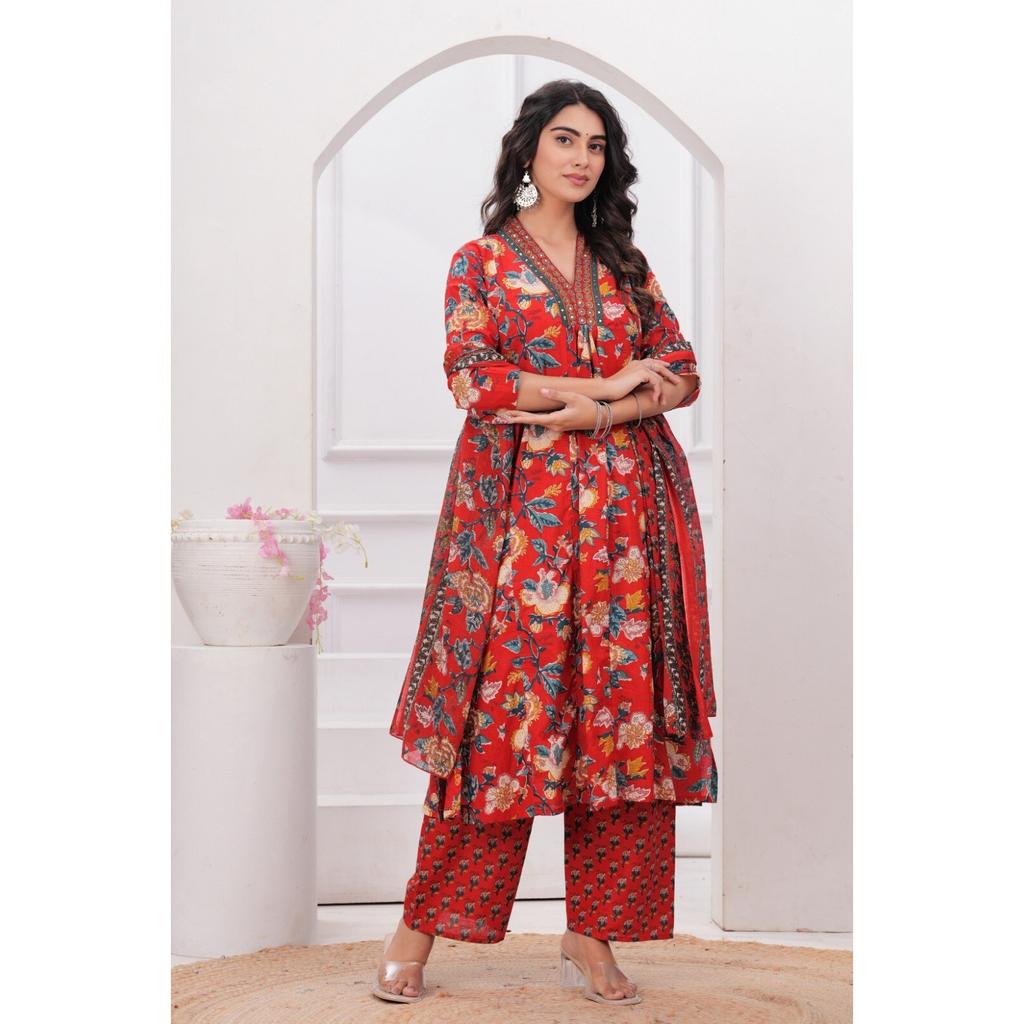 Indian Designer Cotton Top Tunic Kurti Set Women Bollywood Party Salwar Suit SC-2296