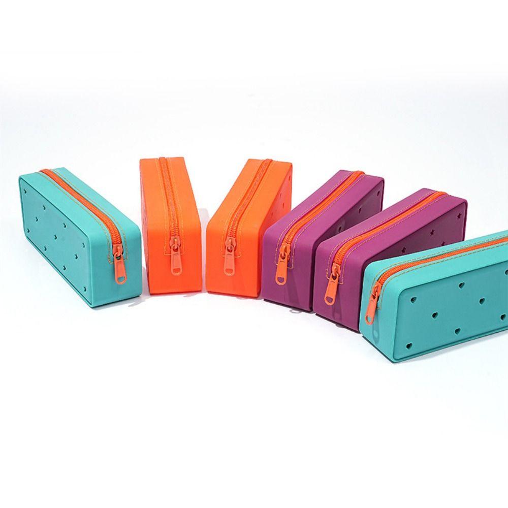 Waterproof Silicone Pencil Case Breathable Stationery Storage Bag Soft Pencil Pouch Travel