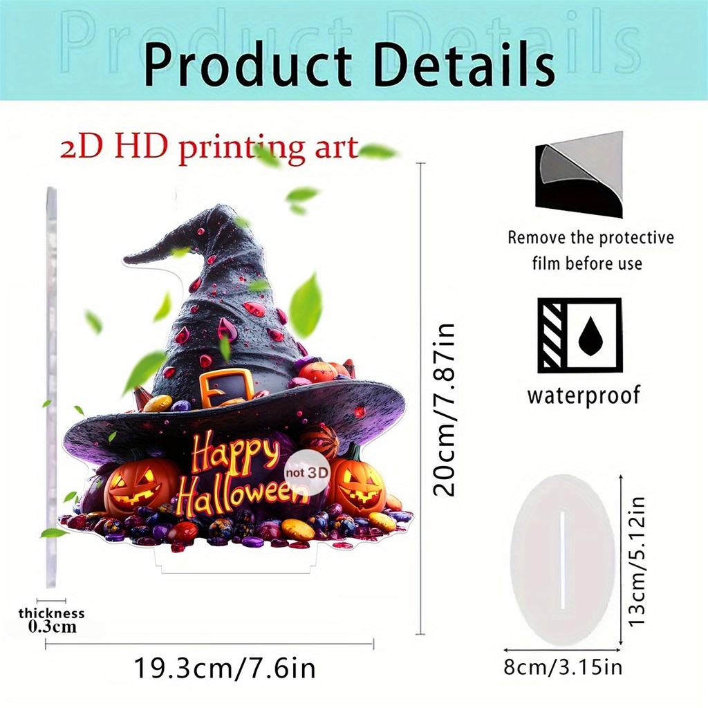 Kürbisbaum und Hexenschädel, 2D flaches Acryl, geeignet für Büro, Wohnzimmer, Ornamente, Partys, Weihnachten, Halloween