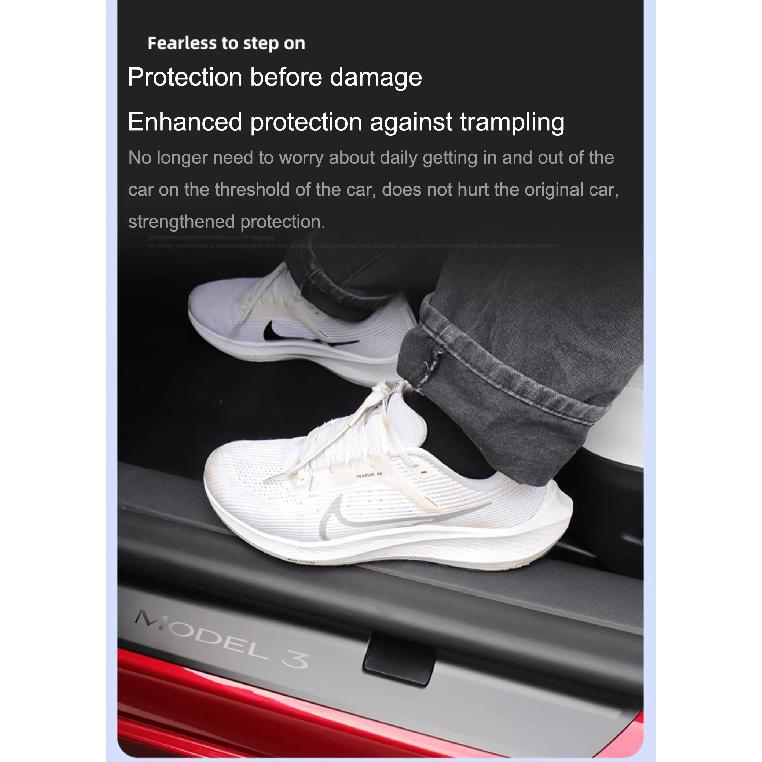 For Tesla Model 3 Highland 2023-2024 Door Sill Guards Strip Protective Mats Center Console Sides Rear Seat Trunk Guards TPE Pads