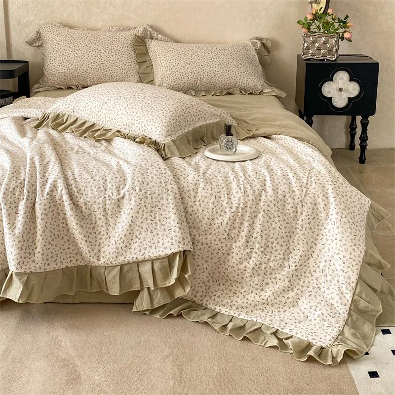 Summer Quilt - Double Layer Cotton Lace, Thin & Breathable, Fluffy Comforter For Bedroom Decor (Comfortable)