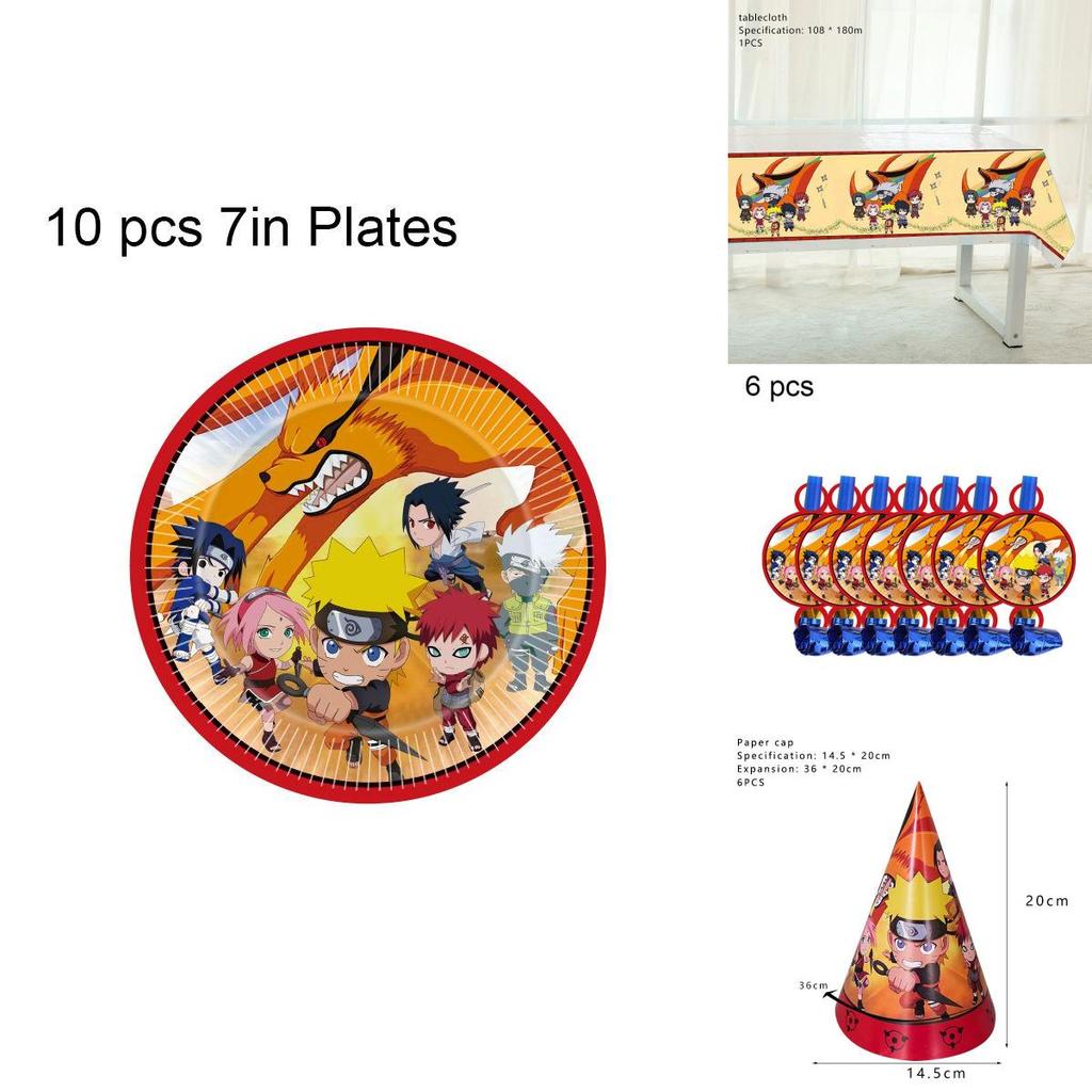Naruto Ninja Birthday Party Decor Supplies Featuring Colorful Balloons And Plates