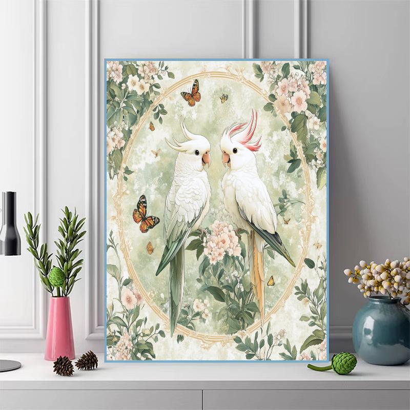 Beautiful cockatoo Pattern 3pcs 100% Round Full Drill 5D DIY Diamond Painting Embroidery Cross Stitch Rhinestone Décor