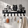 Metal Owl Wall Hook Rack with Seven Hooks for Keys Towels and Small Items Hanging Over Door Storage Organizer
