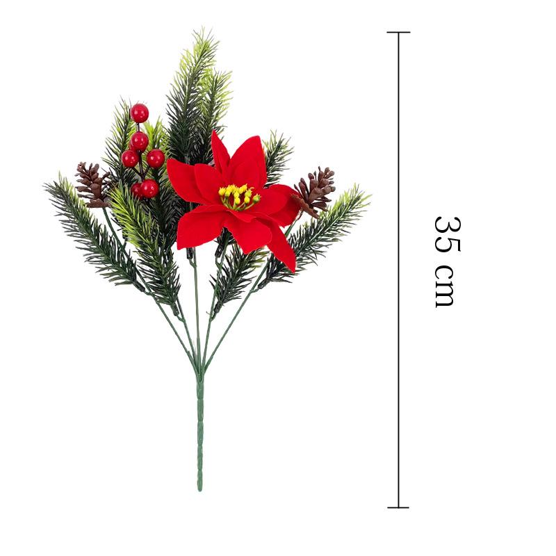 

Realistic Artificial Poinsettia Plants with Red Berries & Green Foliage - Indoor/Outdoor Christmas Tree Decor, Wedding, DIY Wrea 1PCS червоний