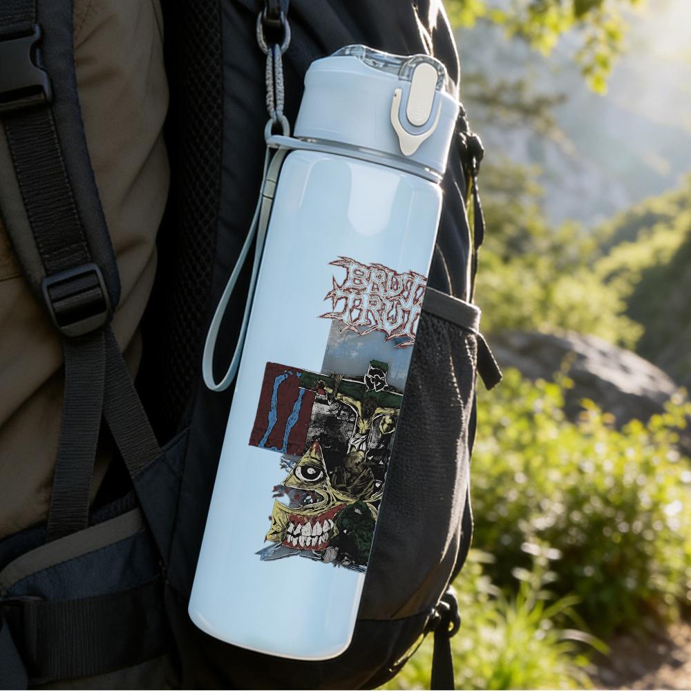 1PC Dark Band Vintage Poster Collage Print 750ml Portable Sports Water Bottle Leakproof Gym Outdoor Travel Drink Cup