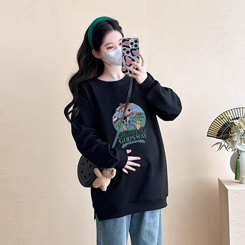 Umstandsmode 2025 Herbst/Winter Fashion Bauchbedeckendes Sweatshirt & Jeans Zweiteiler