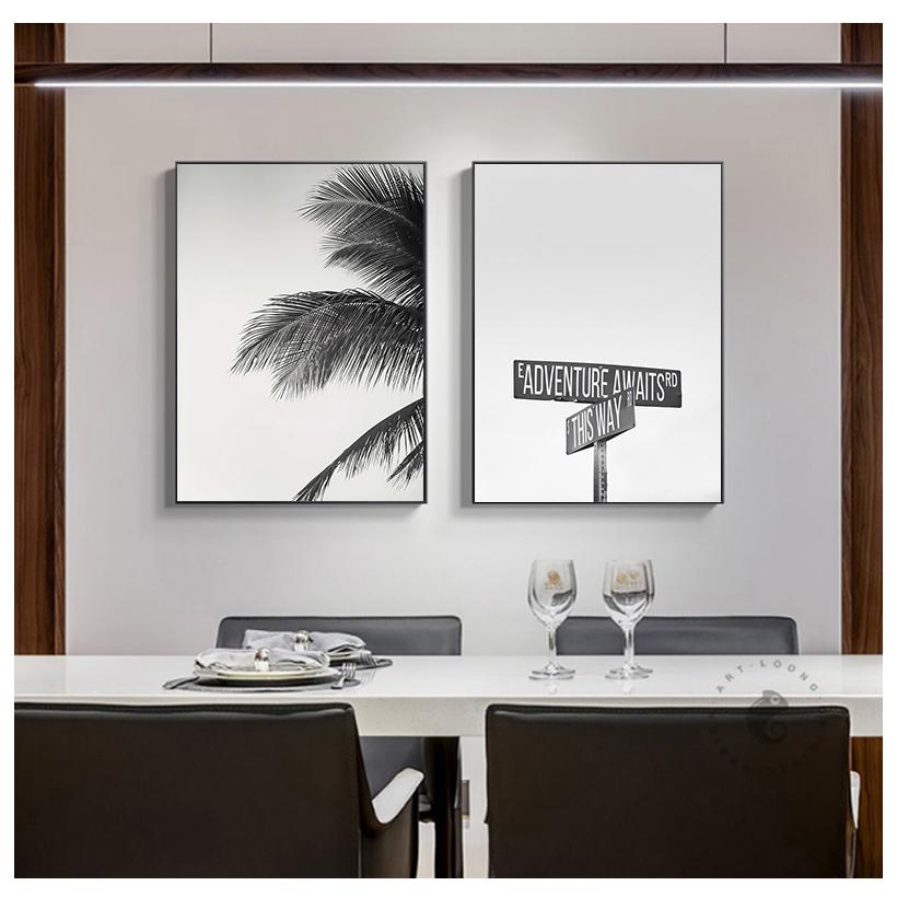 Gallery Wall Art Prints Black and White Palm Tree Surf Ocean Landscape Inspiring Posters and Print Wall Decor for Living Room No Frame