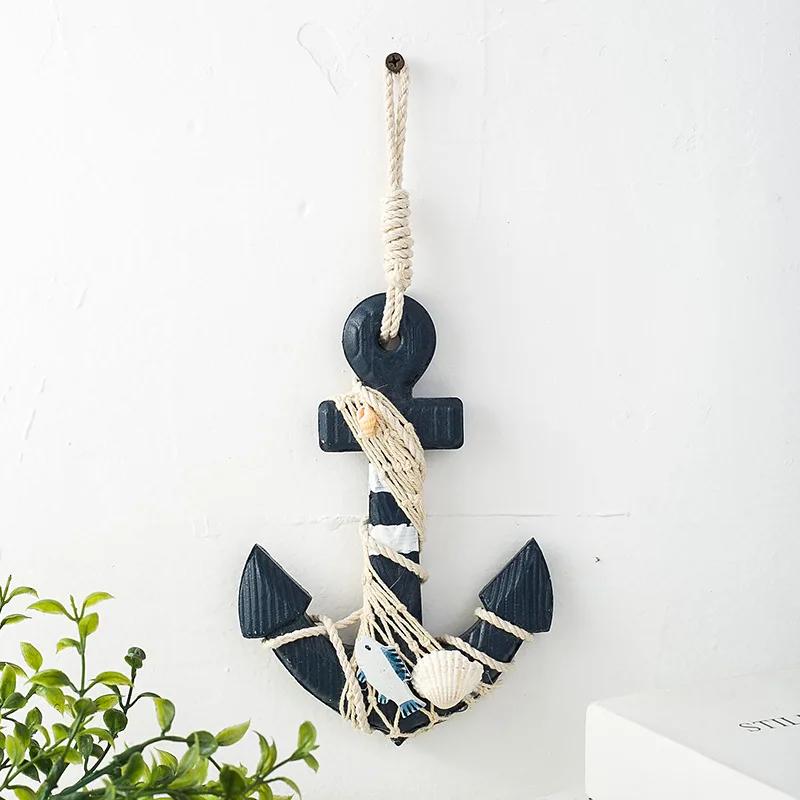 Creative Mediterranean Style Wooden Boat Anchor Hook Bedroom Study Living Room Entrance Hall Door Clothes Hook Wall Decoration