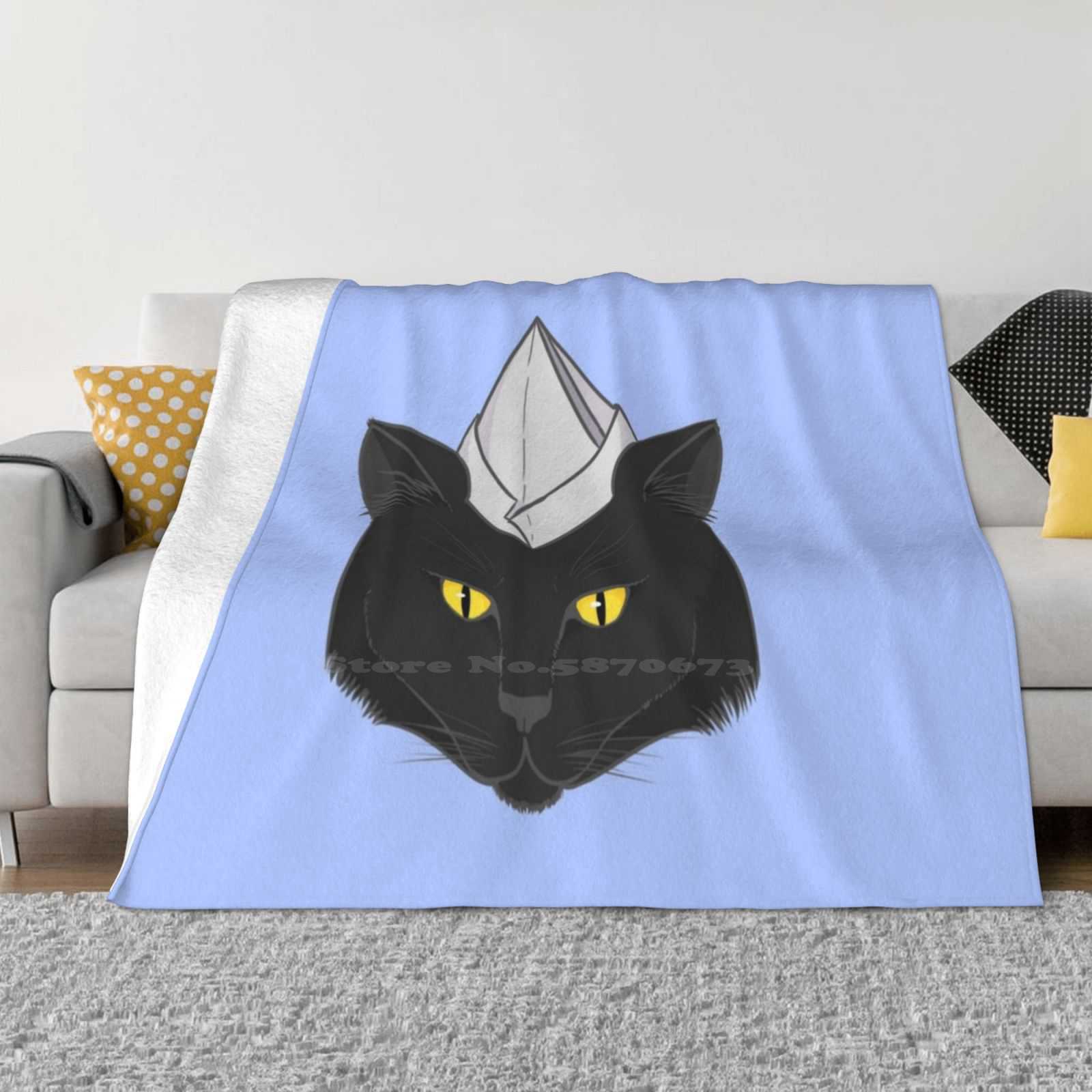 Paper Hat Cat Four Seasons Comfortable Warm Soft Blanket Kitty Cat In A Hat Cat Wearing A Hat Black Cat Black Kitten 30x40in