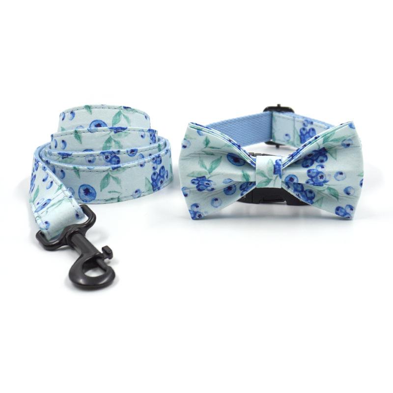 

Blueberry Pet Collar Traction Rope Bow Tie+INS Style Fresh Dog Neck Collar Traction Belt Tie Diy Dog Collar