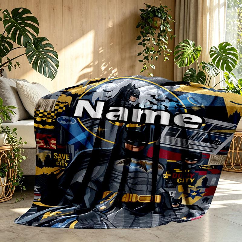 Custom Name Personalized Batman Print Blanket, Home Decor, Bedroom, Sofa, Camping, Couch, Gifts for Birthday Christmas