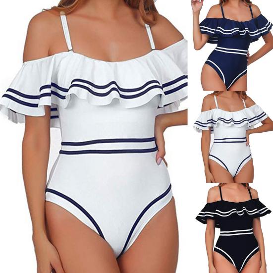 

Монокини на бретельках с открытой спиной для девочек, женский купальный костюм с рюшами и краями для пляжа