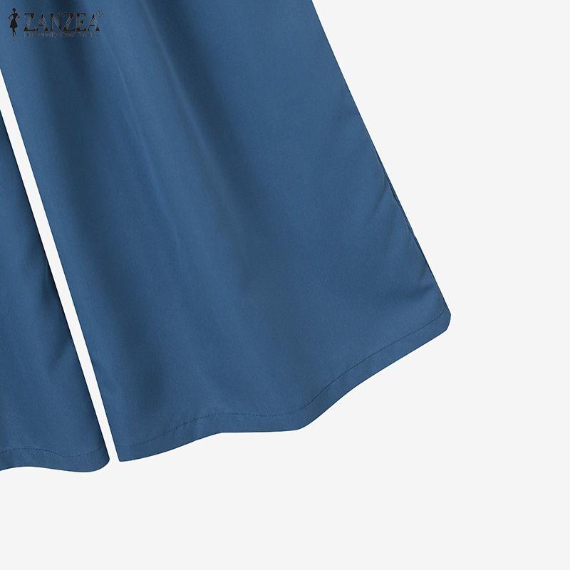 ZANZEA Damen Halbarm Bluse und Hose Sommer Zweiteiler Anzugsets