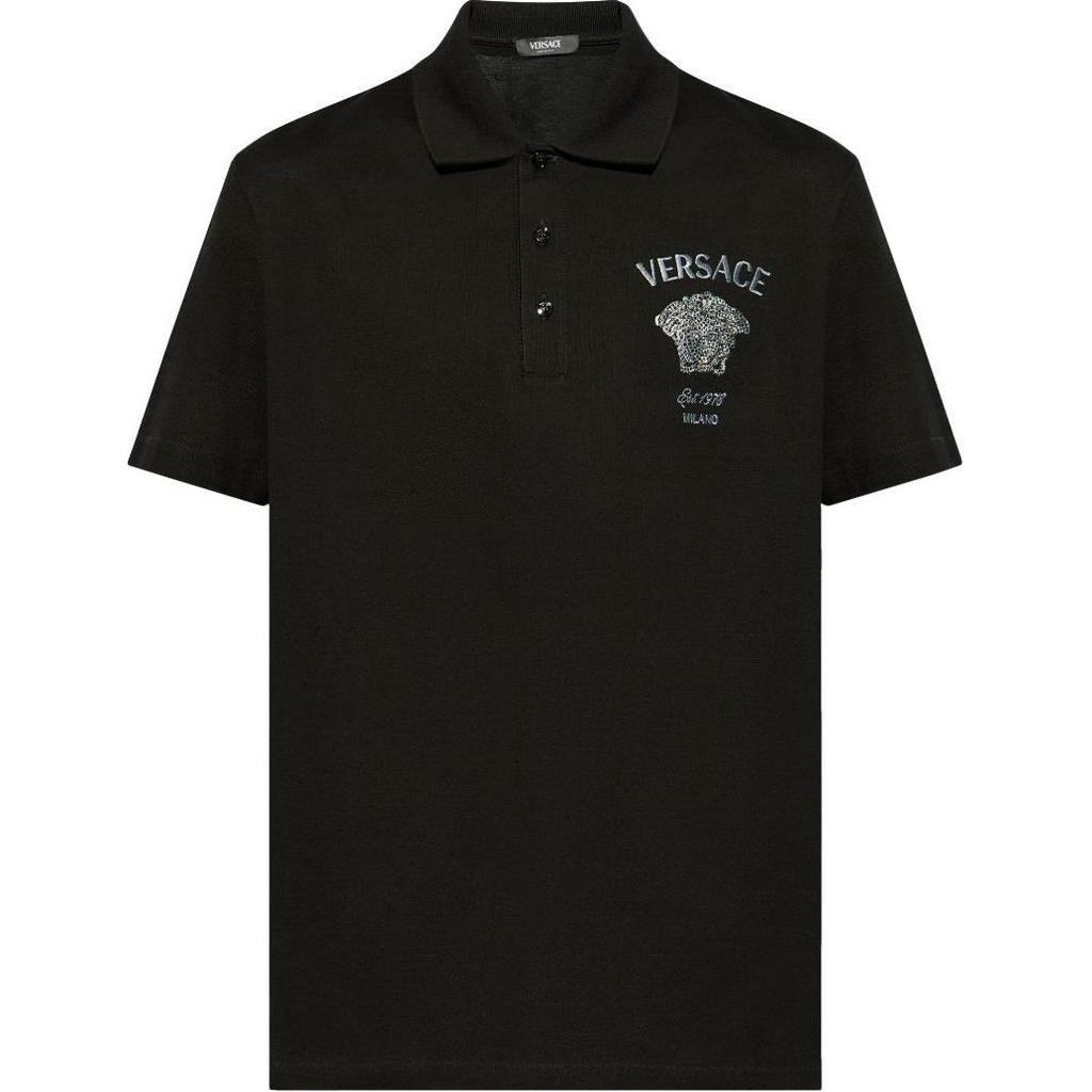 VERSACE Medusa Head embroidered Cotton Polo Shirt 1013906-1A11306-