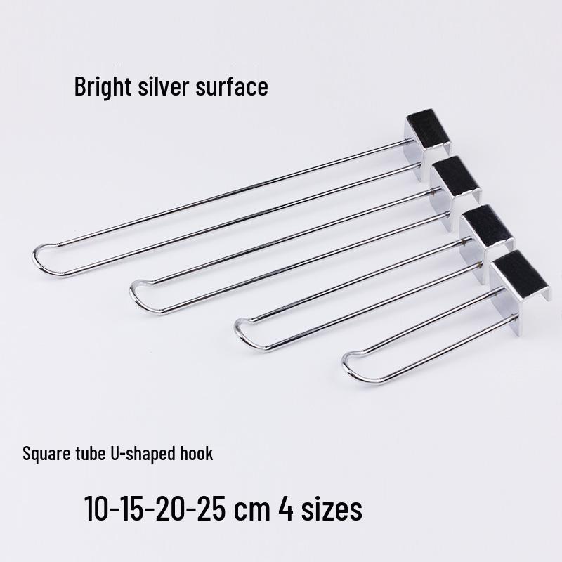 Wall-Mounted Square Tube Shelf Rack with U-Shaped Hooks