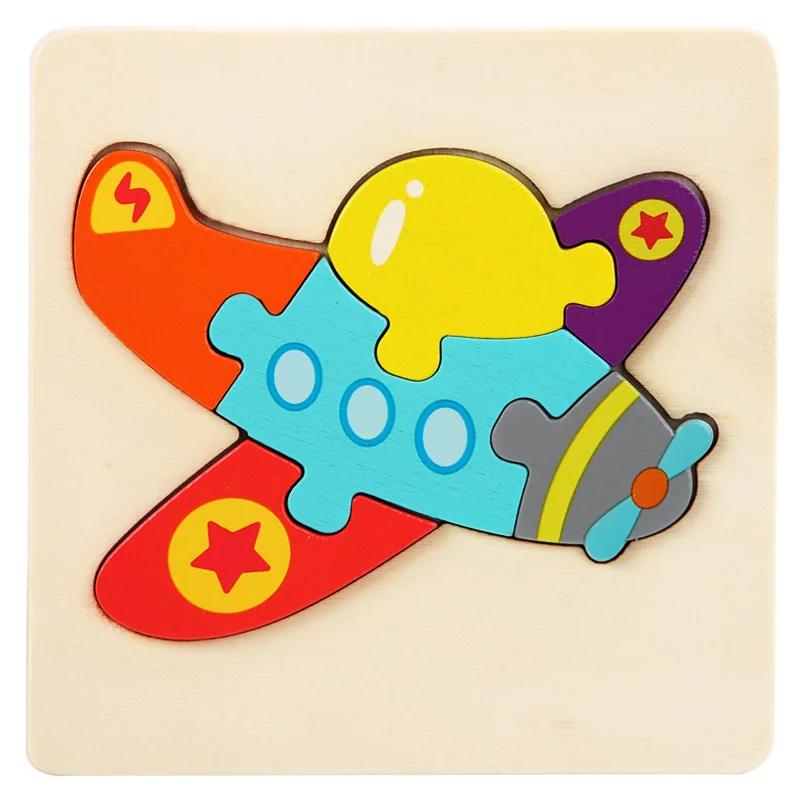 Baby Wooden Toys 3D Puzzle Cartoon Animal Intelligence Cognitive Jigsaw Wood Puzzle Early Educational Toys for Kids Gifts