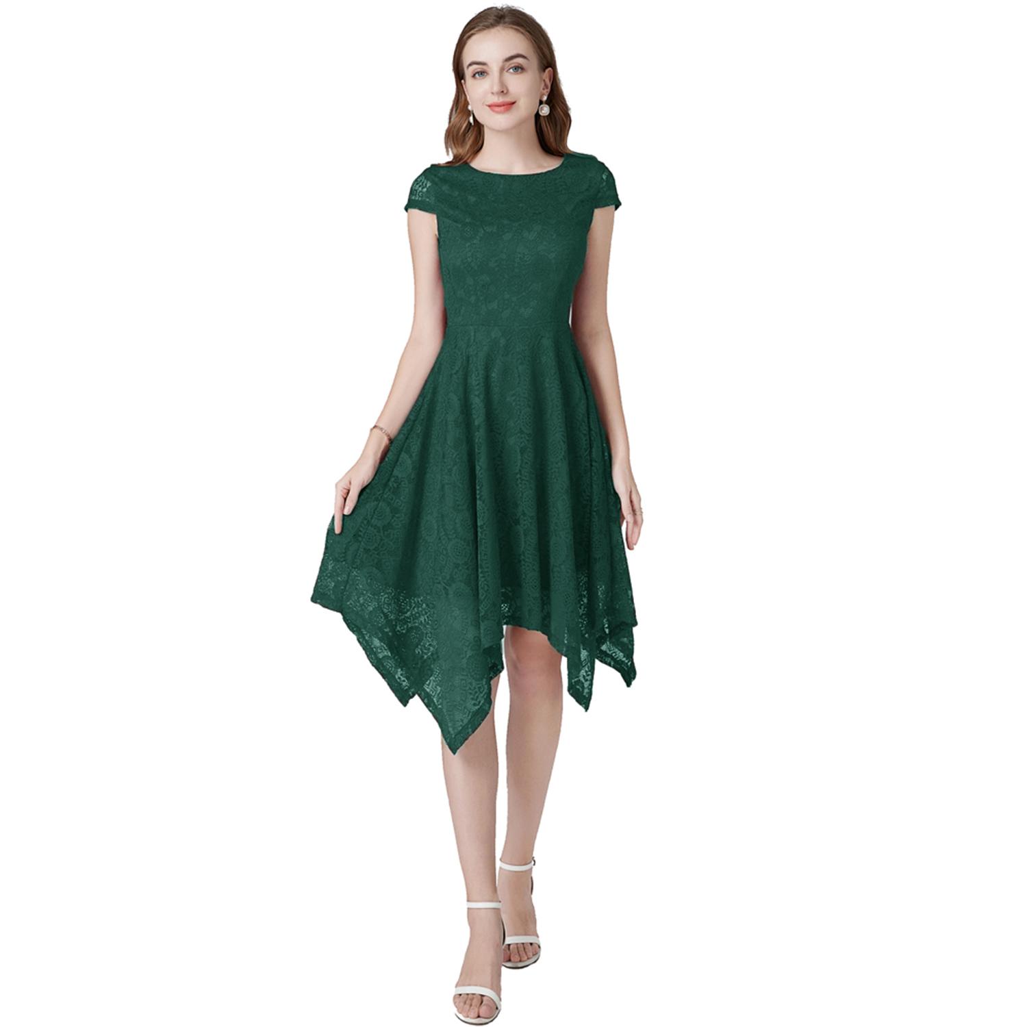 

Жіноча сукня міді Мереживна асиметрична спідниця Повсякденні сукні Жіночий вечірній одяг для вечірок Весілля для подружок нареченої Вечір для коктейльних подій XL зелений