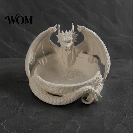 Gotische Schlüssel Schale 3D Gedruckter Drache Aufbewahrungs Tablett für Schmuck Schlüssel, Dekorativer Schreibtisch Organizer mit Halter Eingangsbereich Detaillierte Fantasy Schuppen &