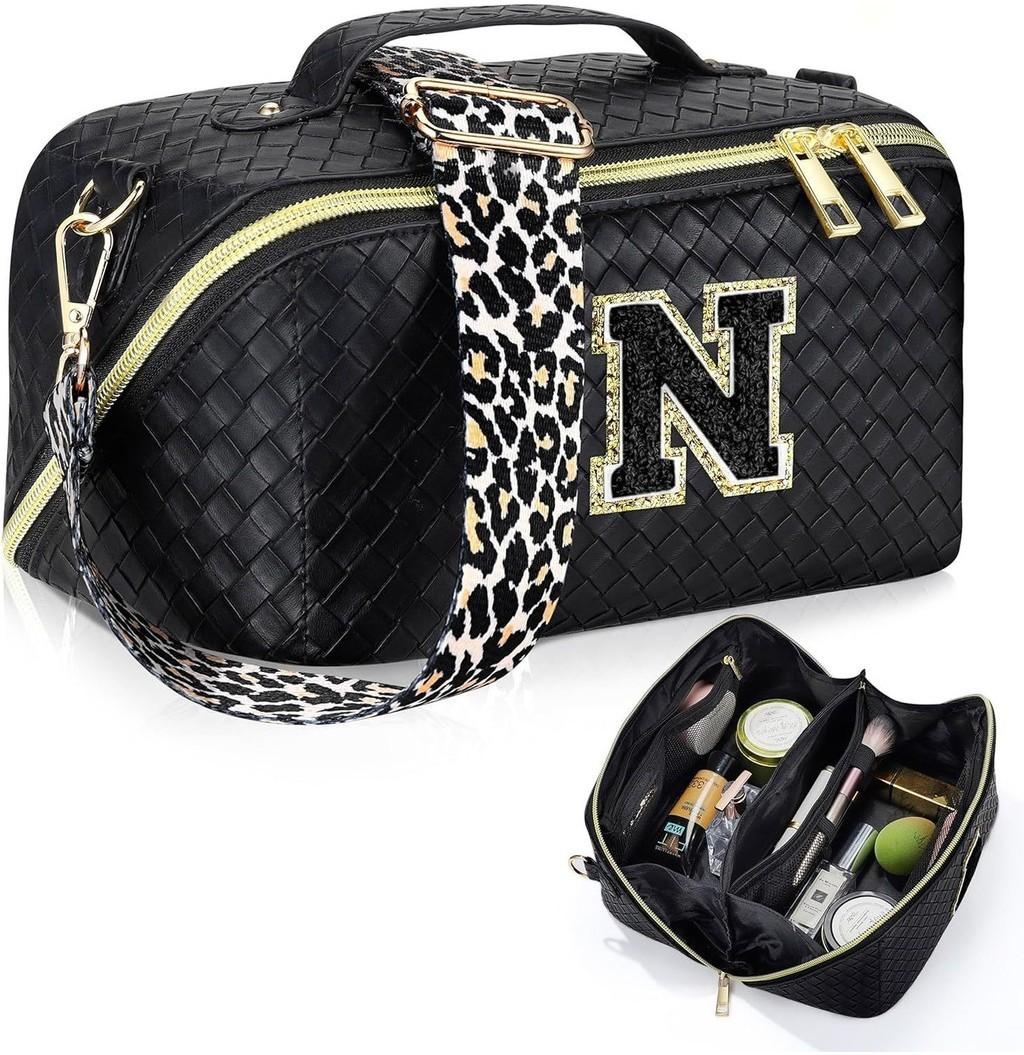 Новая плетенная косметичка, большая вместимость, дорожная, портативная, кожаная, водонепроницаемая, сумка-мессенджер StyleN