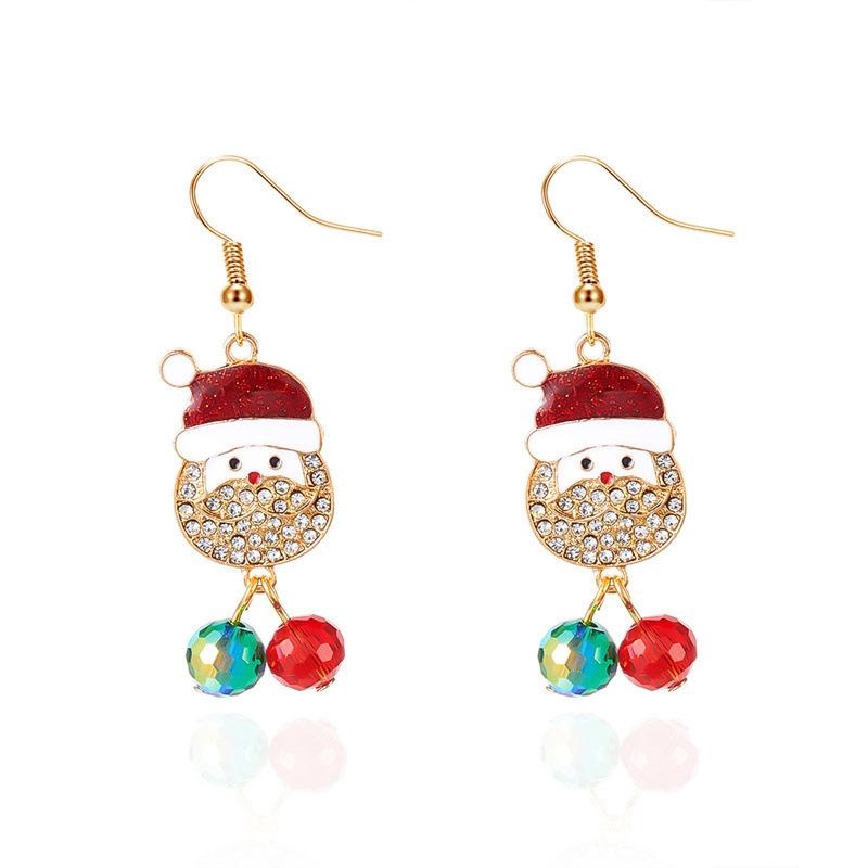 1 Pair of Fashionable Christmas Earrings for Women, Santa Claus Pendant Earrings for Women, All-match High-end Crystal Holiday Gift Ear Hooks